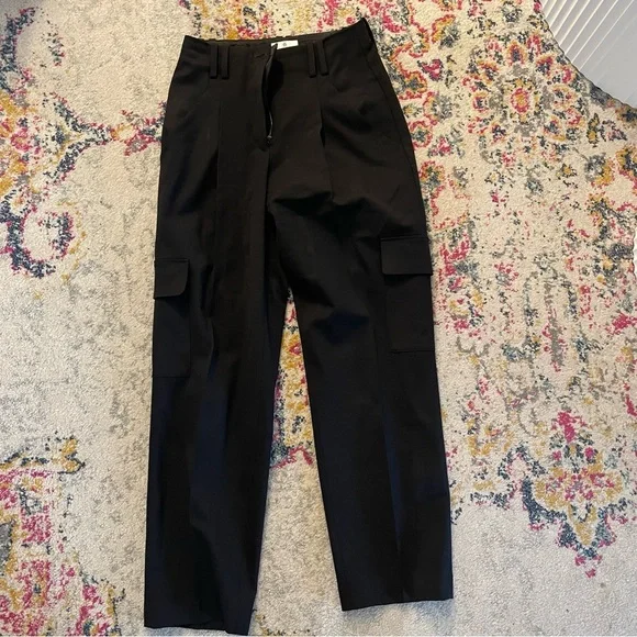 Aritzia Babaton Rojo Cargo Pant Black Size 6 Relaxed wool twill cargo pants - Picture 14 of 14